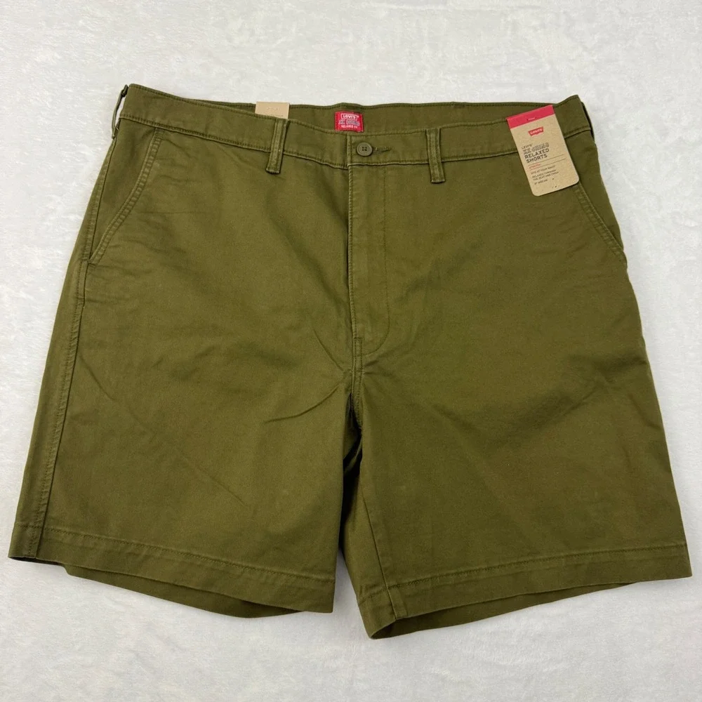 Levis XX Chino Relaxed Shorts Mens 42 Olive Green Stretch Twill 8 Inseam NEW NWT